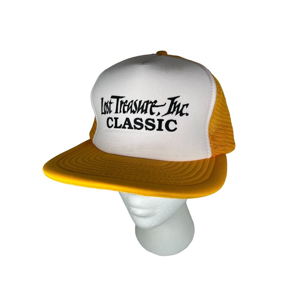 Vintage Lost Treasure Inc Classic  Mesh Snapback Trucker Hat‎ Yellow Speedway